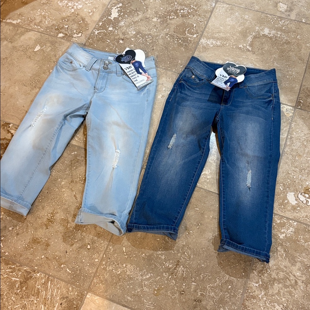 Light and Dark Wash Denim Capris